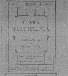 Primer número de la revista Clínica Extremeña, correspondiente a enero de 1919.