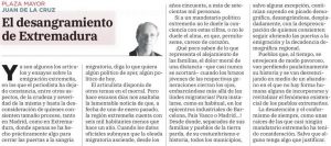 Artículo "El desangramiento de Extremadura", publicado en "Hoy", el 30 de enero de 2.022